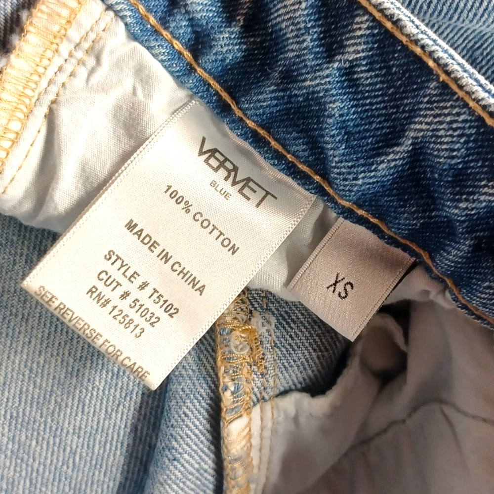 VERVET Blue Ombre Button Fly Distressed Raw Hem High Waisted Jean Denim XS - Picture 6 of 6
